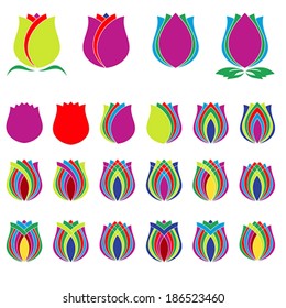  tulip, Flower symbol Set, vector
