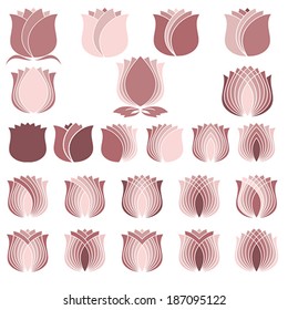 tulip, Flower symbol Set, vector