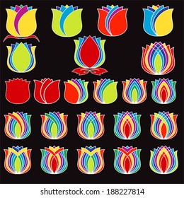 tulip, Flower symbol Set, vector