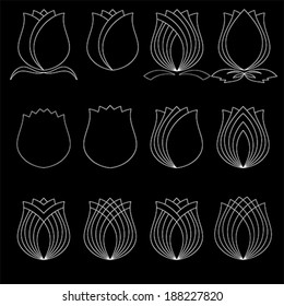 tulip, Flower symbol Set, vector
