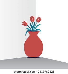 Tulip Flower Vase Orange Vector