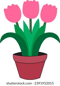 Tulip flower in vase vector illustration