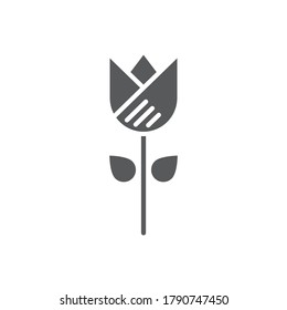 Símbolo del vector de flor tulipán aislado en fondo blanco