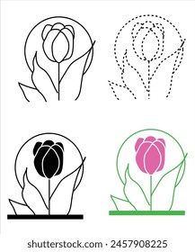 Ilustración vectorial de flor de tulipán sobre fondo blanco