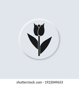 Tulipán, ícono de diseño de neumorfismo vector de flor