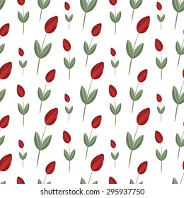 Tulip flower vector seamless pattern. Beautiful minimal floral pattern for wedding or save the date invitation. flat colors.