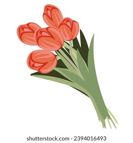 tulip flower in vector.plant in semi-realistic style.objects for design of application website leaflet booklet advertising packaging sticker.