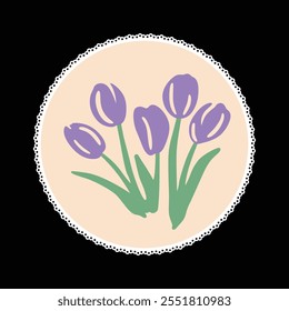 tulip flower wallmate vector design