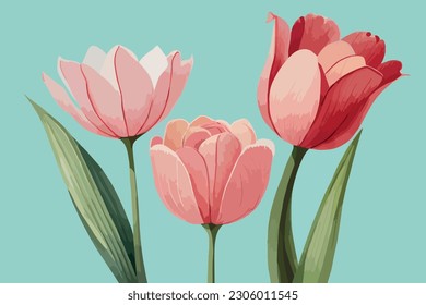 Tulip flower watercolor floral art illustration