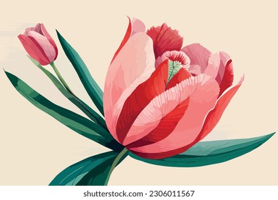 Tulip flower watercolor floral art illustration