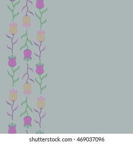 Tulip flowers, abstract, watercolor, violet, blue and gray tulips. Seamless pattern can be used as greeting card, invitation card for wedding, birthday and other holidays and summer background.