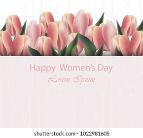 Tulip flowers card Vector illustration. Happy women days
