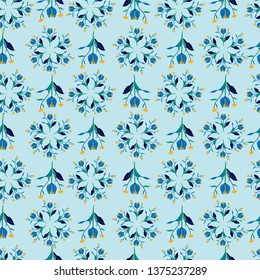 Tulip flowers circle repeat seamless pattern vector design for fashion,fabric,wallpaper and all prints on light blue background color 