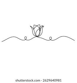 Icono de Vector de contorno de una línea continua de flores de tulipán 