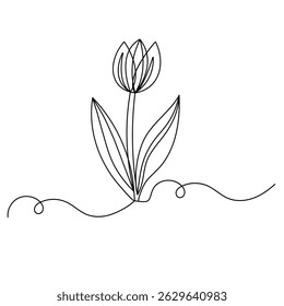 Tulpenblumen durchgehende einzeilige Zeichnung Umriss Vektorsymbol 