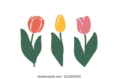 Tulip flowers. Flat vector. 
Spring clipart, easy to use for decorations, paper and vinyl cutting, applications. 