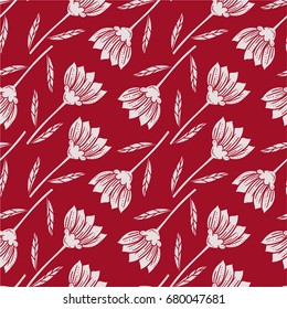 Tulip Flowers Pattern in Red