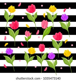 Tulip flowers pattern Vector