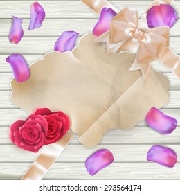 Tulip flowers Petals and paper frame. EPS 10 vector file included