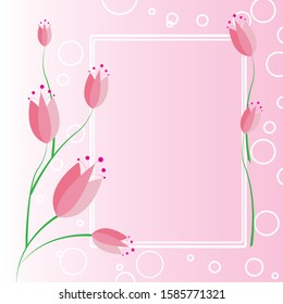 Tulip Flowers Pink Background With Frame