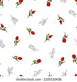 Tulip Blumen nahtloses Muster. Stock-Vektorgrafik eps10.