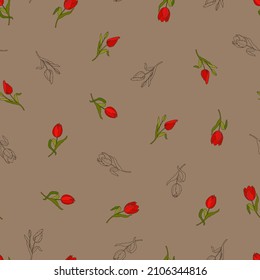 Tulip Blumen nahtloses Muster. Stock-Vektorgrafik eps10.