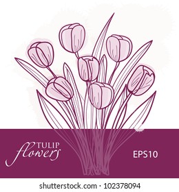 Tulip flowers. Vector background