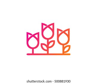 Tulip Garden Flower Logo Design Template