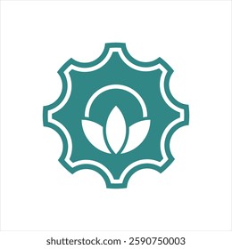 Tulip gear logo. Modern logo combine cogwheel with flower tulip. Perfect for companies focused on green technology and environmental solution