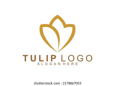 Tulip Gold Elegant Logo Vector The Best Premium Royal Graphic Art Design