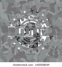 Tulip grey camouflaged emblem. Vector Illustration.