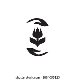 Tulip and hand illustration for logo design. a modern vector design