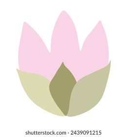 Tulip Head Vector Illustration. Flat Flower Icon Isolated on White background. Cartoon Design Element for 8 March. Womens day, Valentines Day Card. Blooming Graphic Art, Beautiful and Elegant.