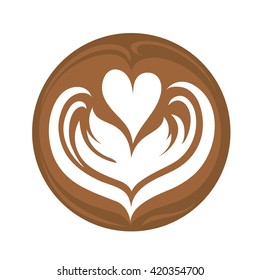 Tulip Heart Coffee Latte art Logo, Icon, Symbol Vector Design