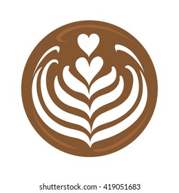 Tulip heart and Rosetta latte art Hot coffee logo, icon, symbol vector design