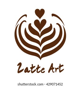 Tulip heart and rosetta latte art Hot coffee logo, icon, symbol vector design