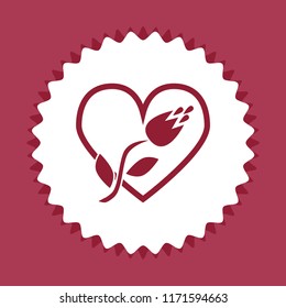 Tulip and heart sign, vector icon, web design element