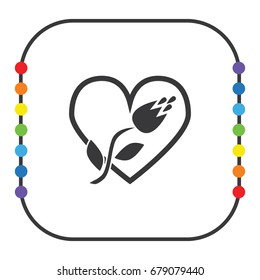 Tulip and heart sign, vector icon, web design element