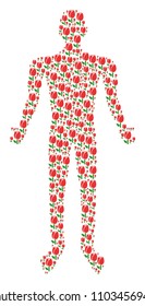 Tulip human representation. Vector tulip icons are formed into person combination.