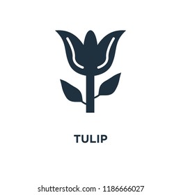 Tulip icon. Black filled vector illustration. Tulip symbol on white background. Can be used in web and mobile.