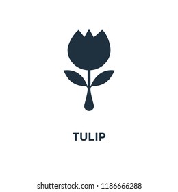 Tulip icon. Black filled vector illustration. Tulip symbol on white background. Can be used in web and mobile.