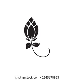 diseño de ilustración de vector negro con icono tulipán