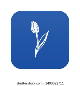 Tulip icon blue vector isolated on white background