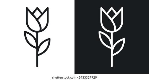 Tulip Icon Designed in a Line Style on White background.