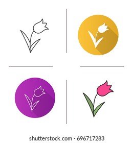 Tulip icon. Flat design, linear and color styles. Isolated vector illustrations