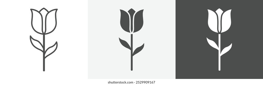 icono de tulipán Diseño plano sobre fondo aislado