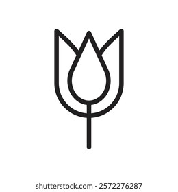 Tulip icon Flat vector set outline