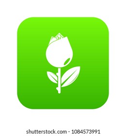 Tulip icon green vector isolated on white background