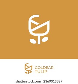 Vector de diseño de logotipo de iconos tulipanos. Identidad inicial del logotipo G para marca, empresa, inmueble, fraude y marca elegante