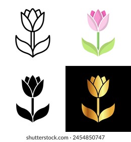 Tulip Icon, Perfect for projects related to flowers, gardening, and seasonal celebrations, the tulip icon symbolizes love, renewal, and the delicate charm of blooming flowers.